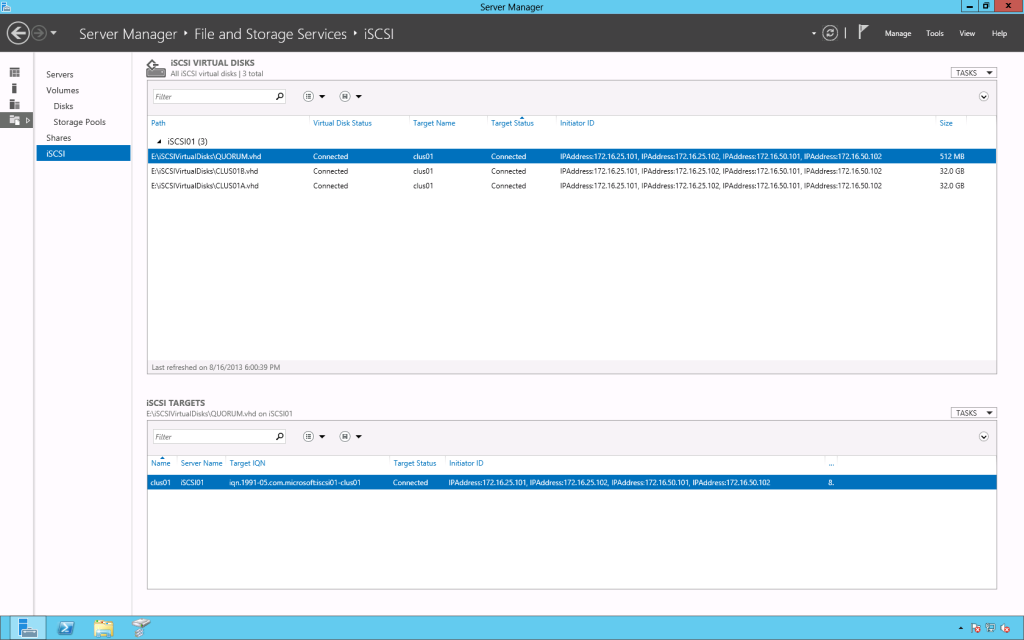 Windows Storage Server 2012 - Verify the iSCSI Initiator Sessions - 00