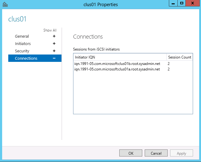 Windows Storage Server 2012 - Verify the iSCSI Initiator Sessions - 02